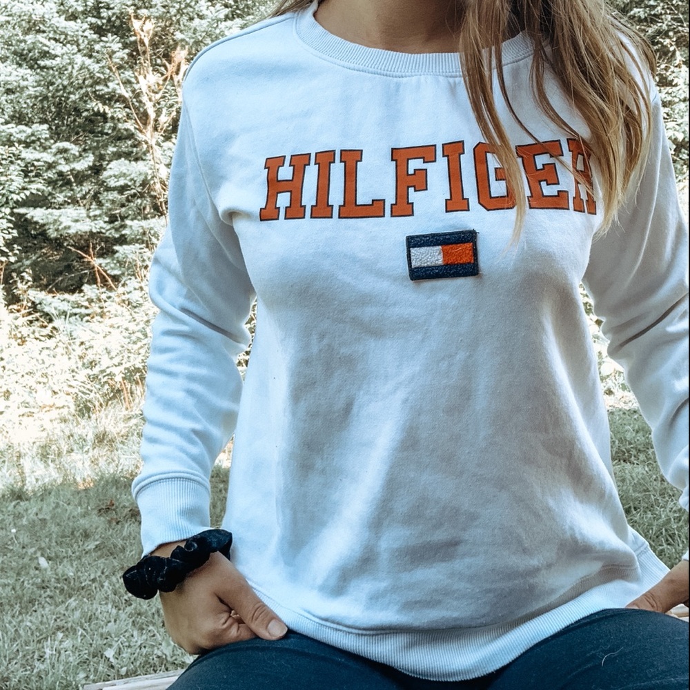 Tommy Hilfiger White Logo Sweater XS Crewneck